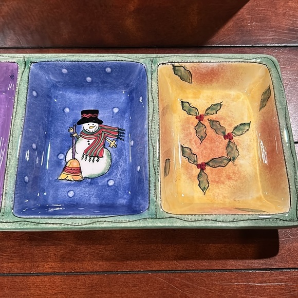 Sango Sweet Shoppe 4 Part Relish Tray Candy Dish Ceramic Sue Zipkin Holiday NEW - Picture 4 of 12